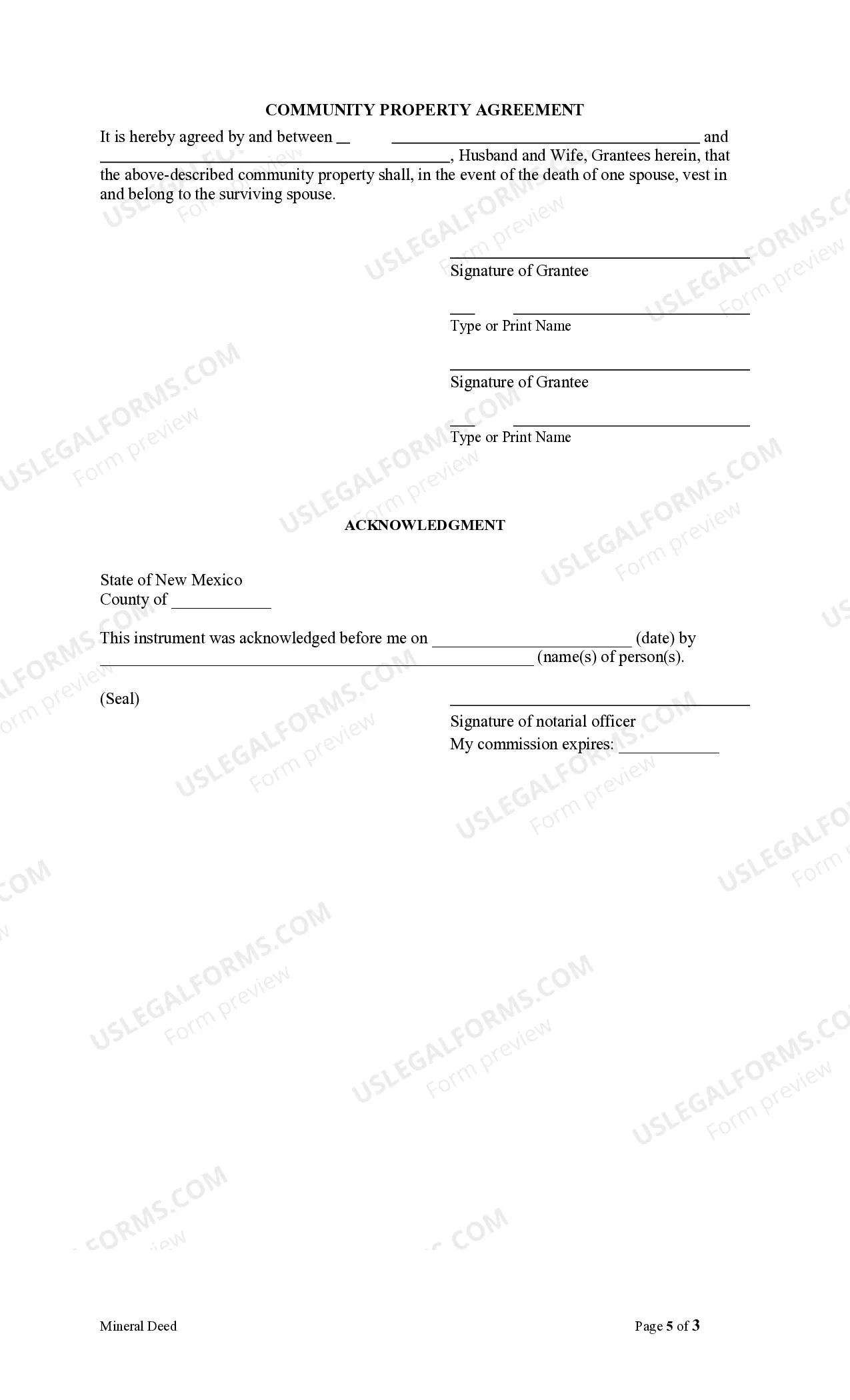 Preview Mineral Deed - Individual to Husband and Wife