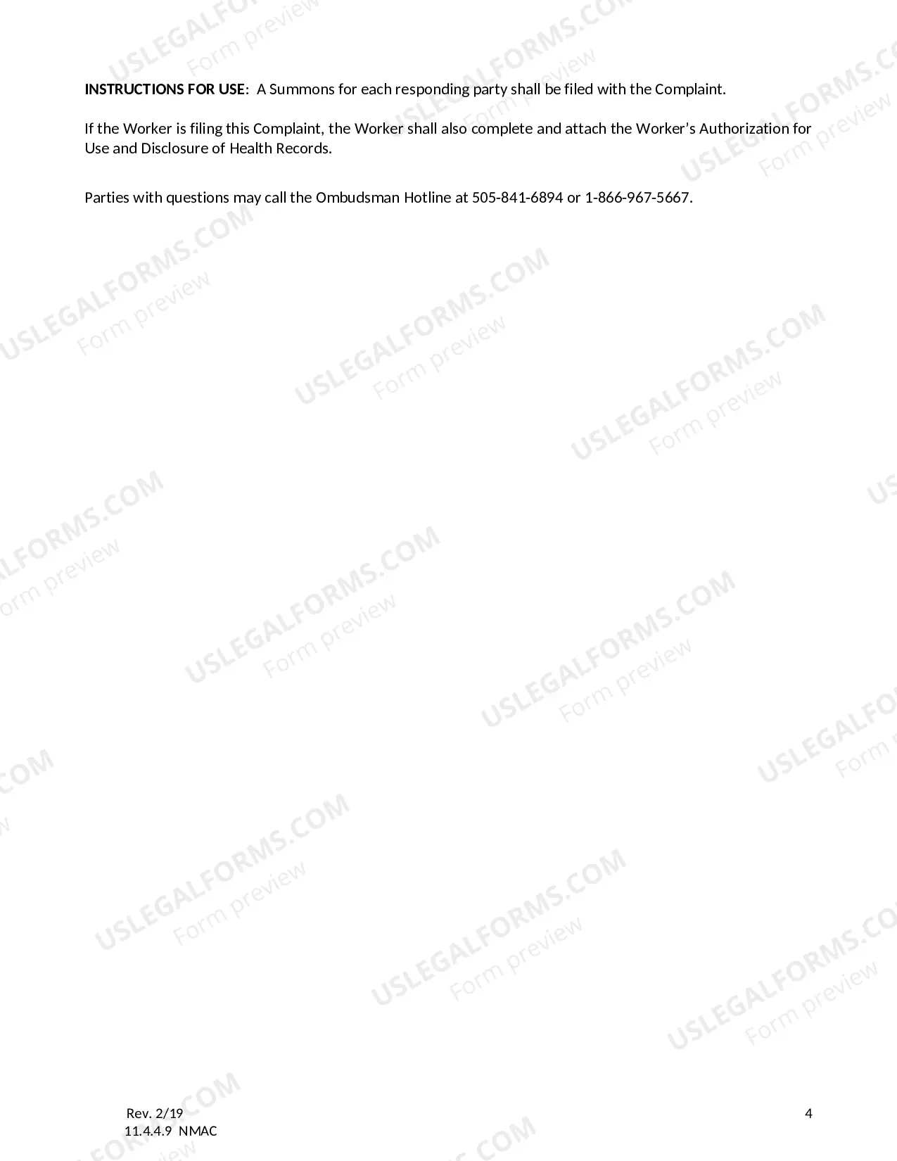 Preview Summons For Workers Compensation Complaint