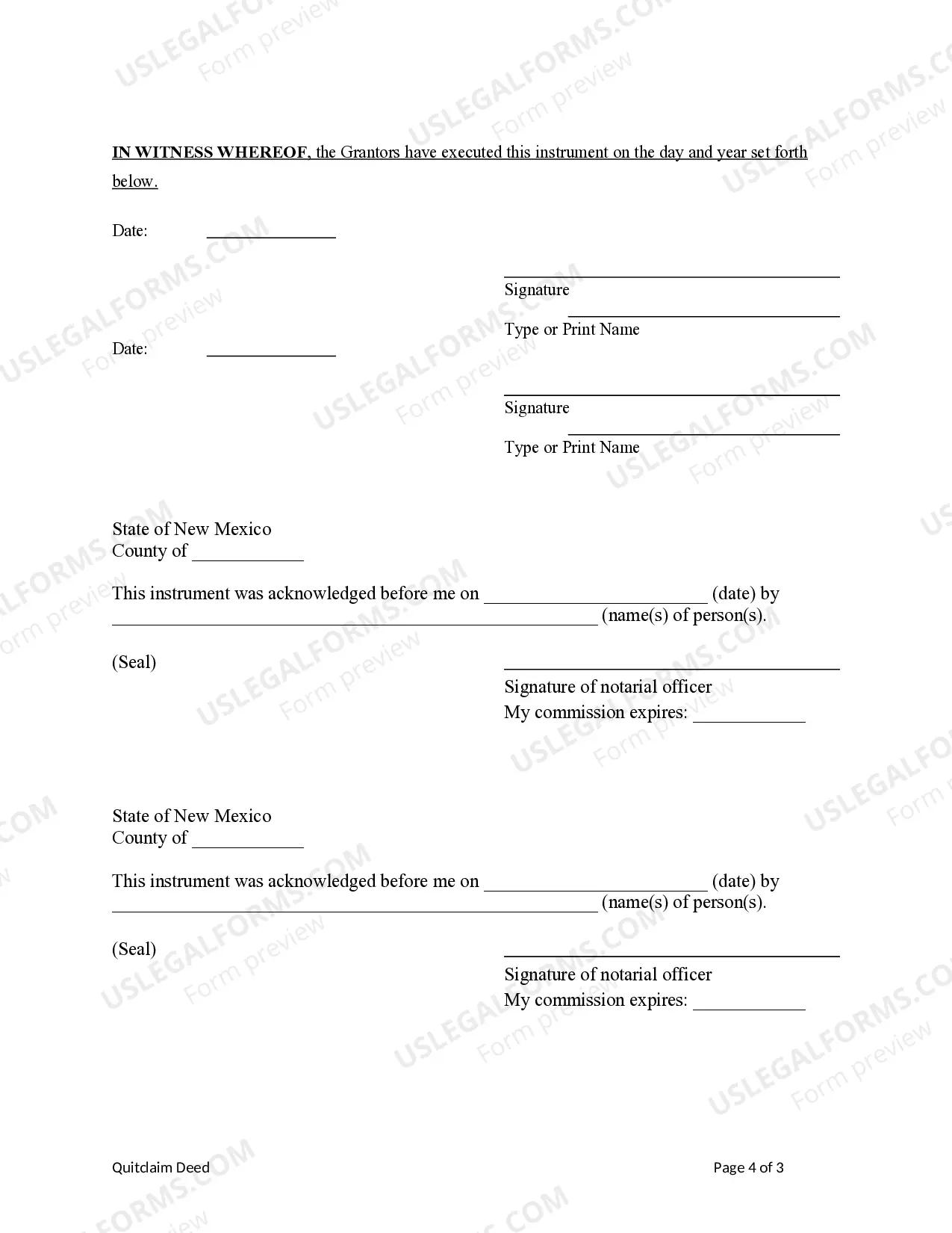 Preview Quitclaim Deed - Two Individuals / Husband and Wife to a Trust