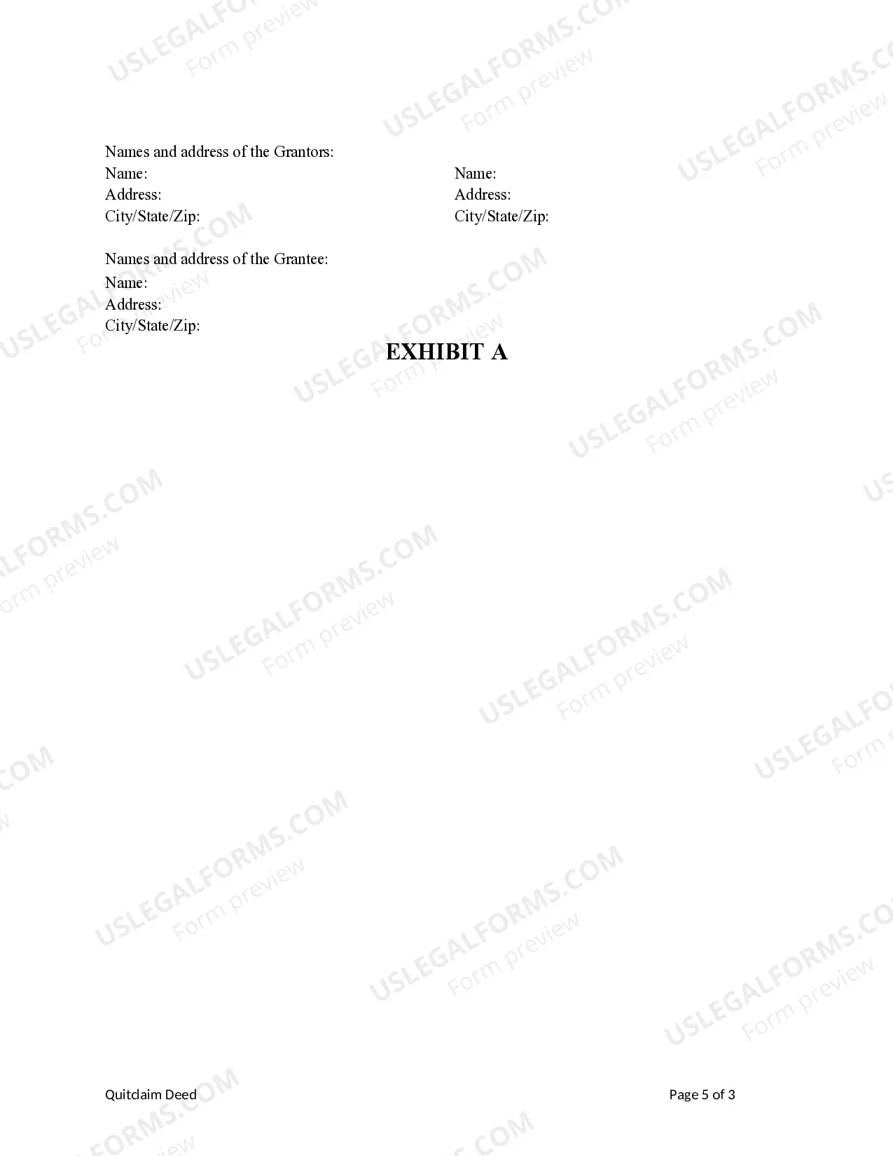 Preview Quitclaim Deed - Two Individuals / Husband and Wife to a Trust