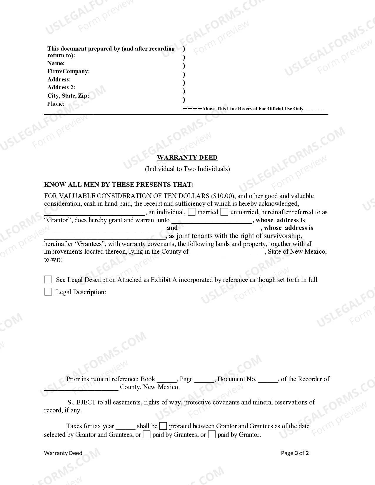 Preview Warranty Deed - Individual to Two Individuals