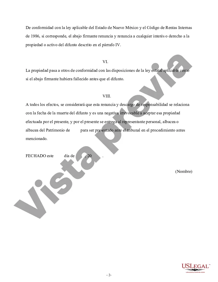 Preview Renuncia y renuncia de tenencia conjunta o interés de tenencia