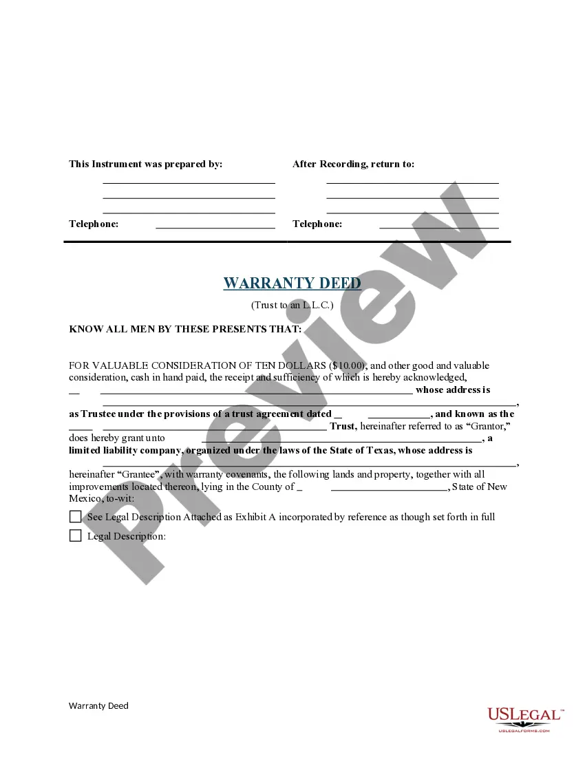 Preview Warranty Deed from a Trust to a Limited Liability Company