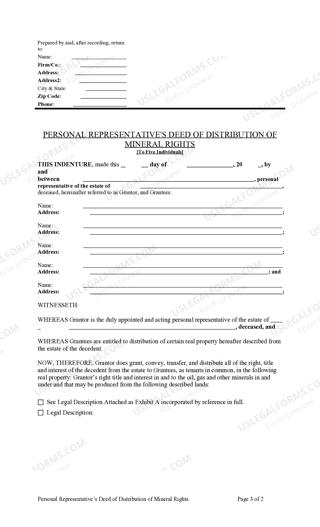 Albuquerque New Mexico Personal Representative's Deed of Distribution