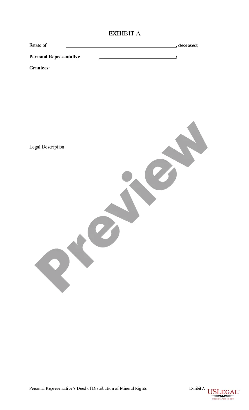 Preview Personal Representative's Deed of Distribution of Mineral Rights