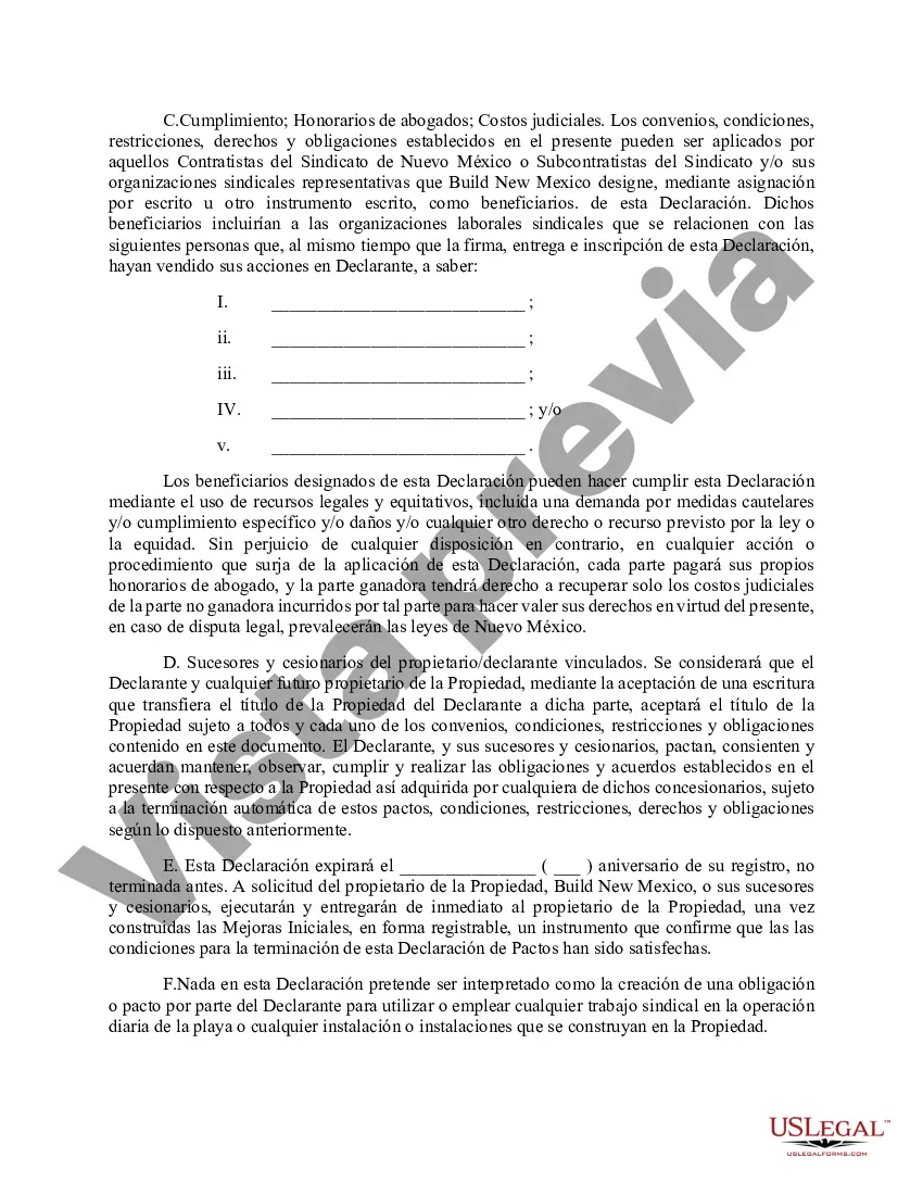 Get Declaración de Convenios y Restricciones Preview Declaración de Convenios y Restricciones