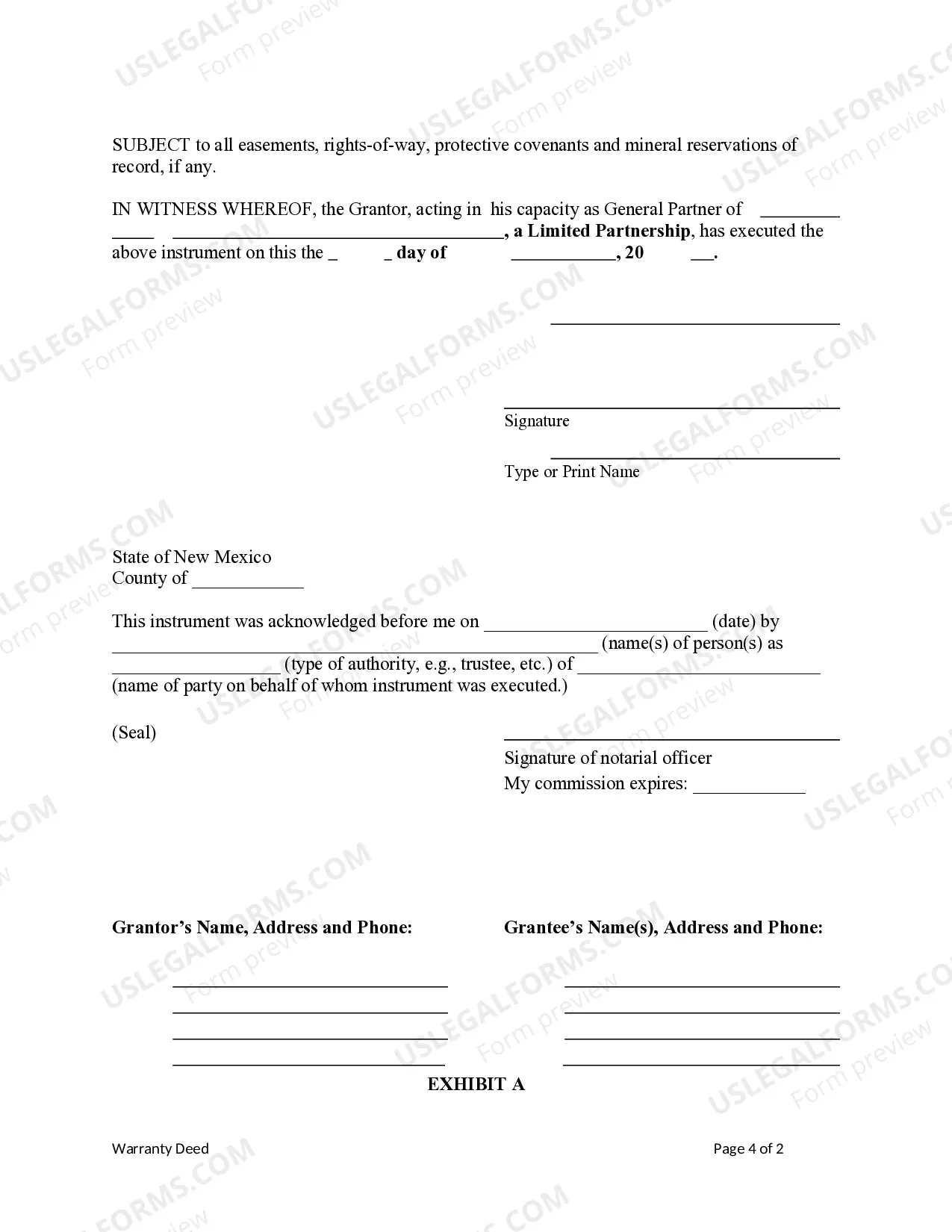 Preview Warranty Deed - Limited Partnership to Corporation