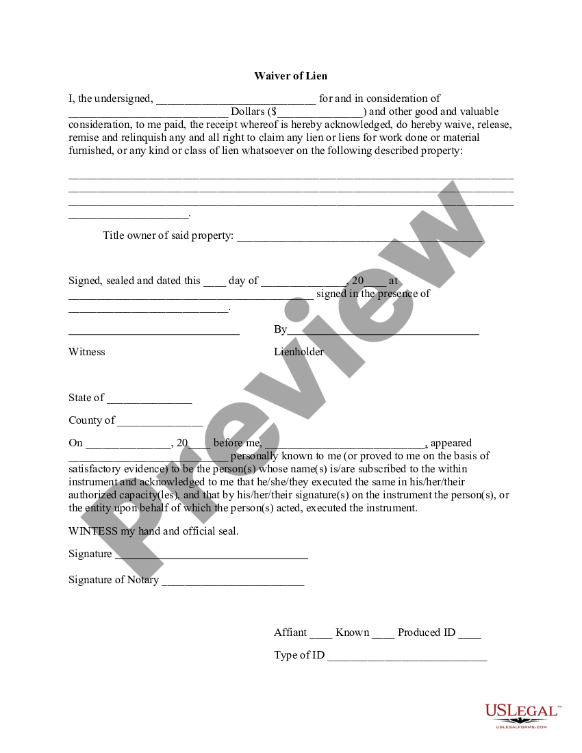 New Mexico Waiver of Lien - New Mexico Lien Waiver Form | US Legal Forms