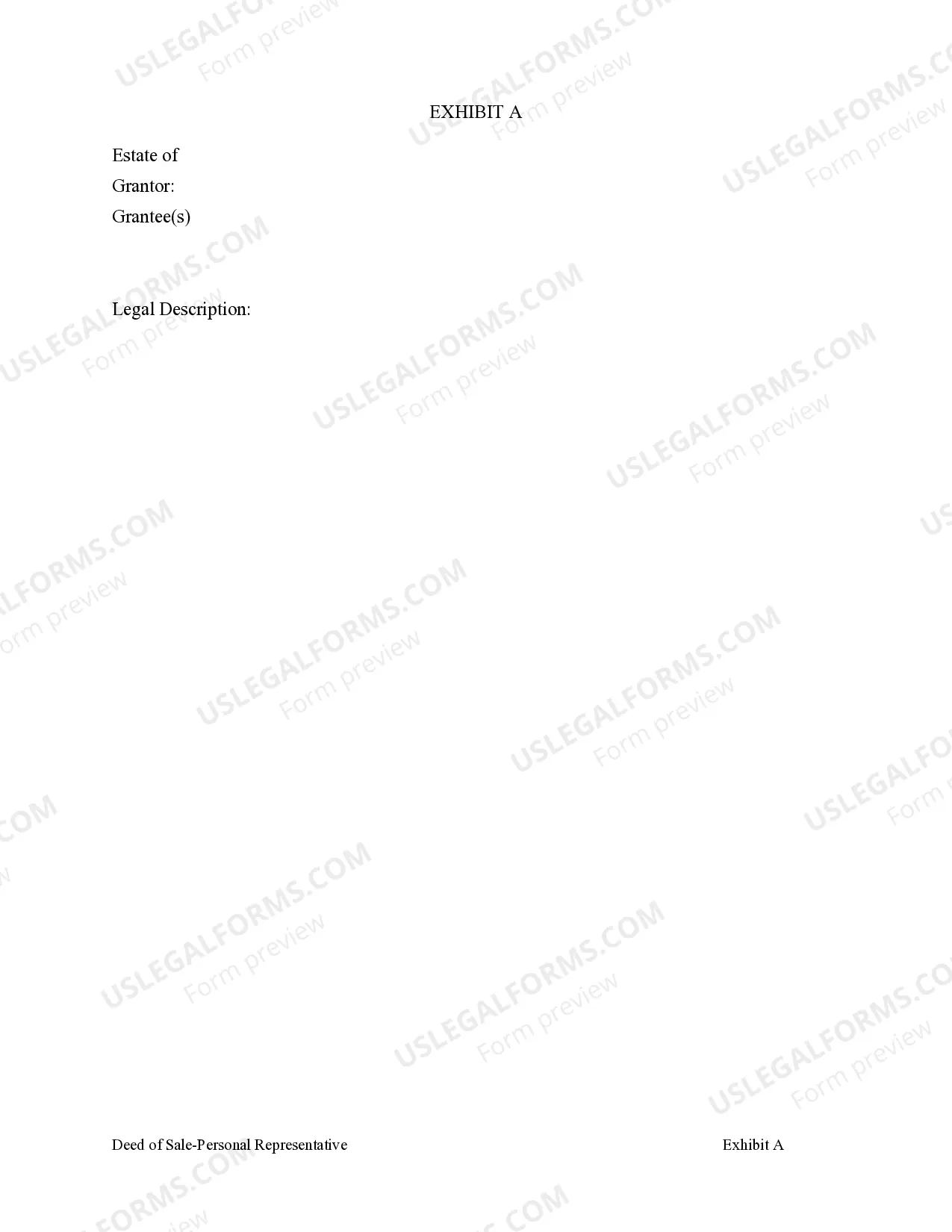 Preview Deed of Sale - Personal Representative to One or More Individuals