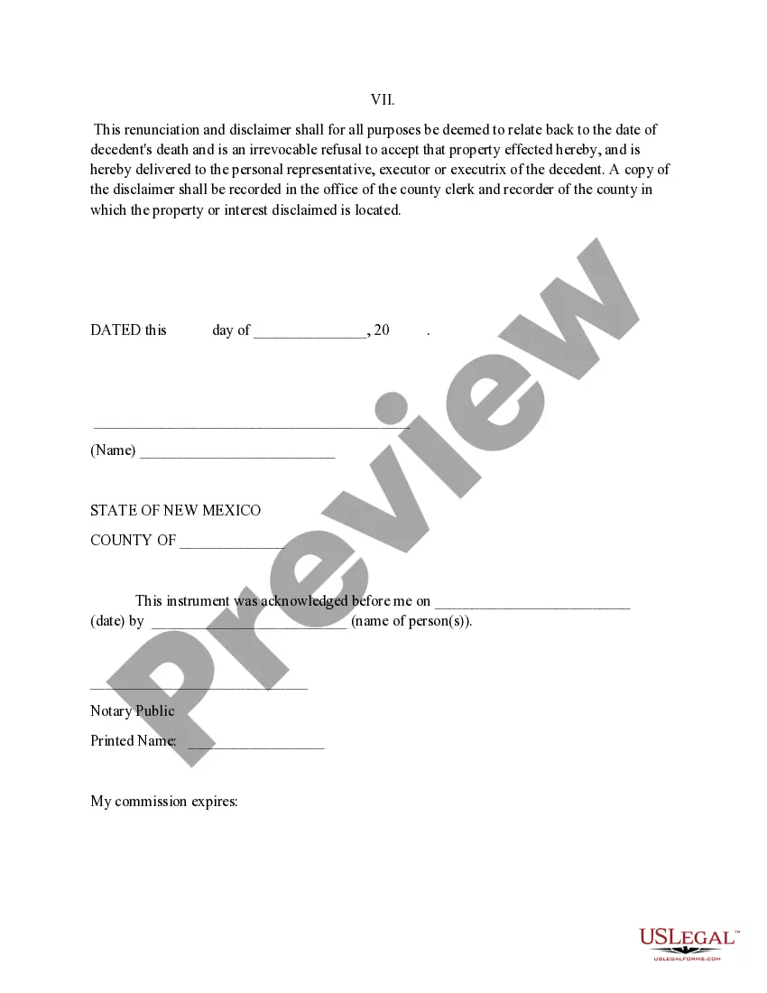 Preview Renunciation And Disclaimer of Real Property Interest