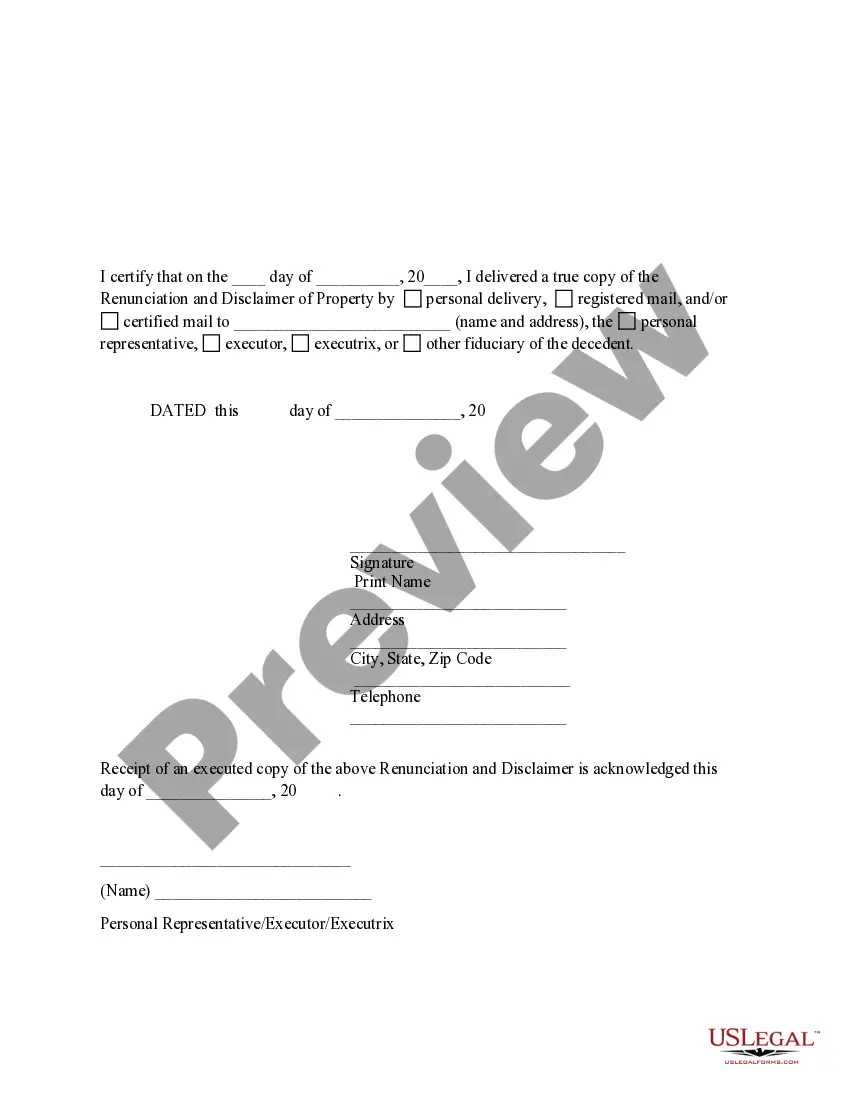 Preview Renunciation And Disclaimer of Real Property Interest