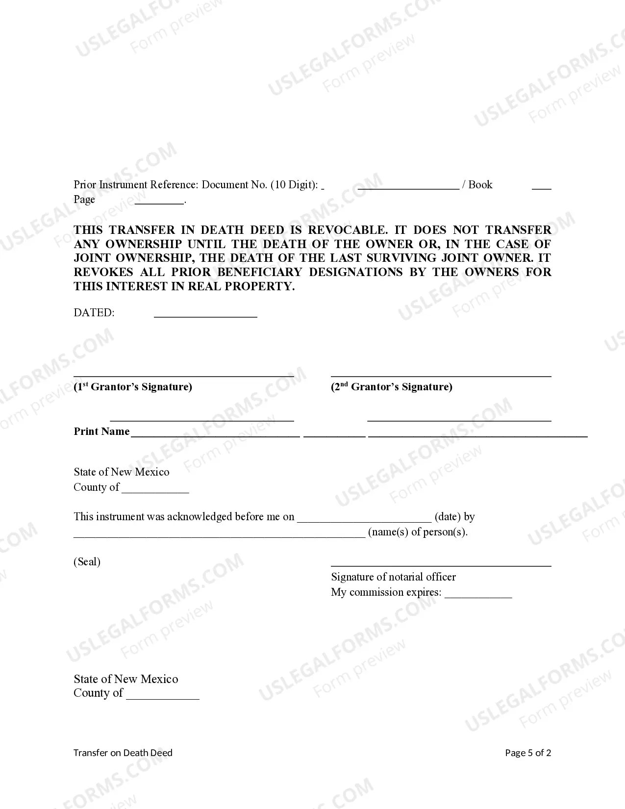 Preview Transfer on Death Deed from Two Individuals / Husband and Wife to Two Individuals / Husband and Wife