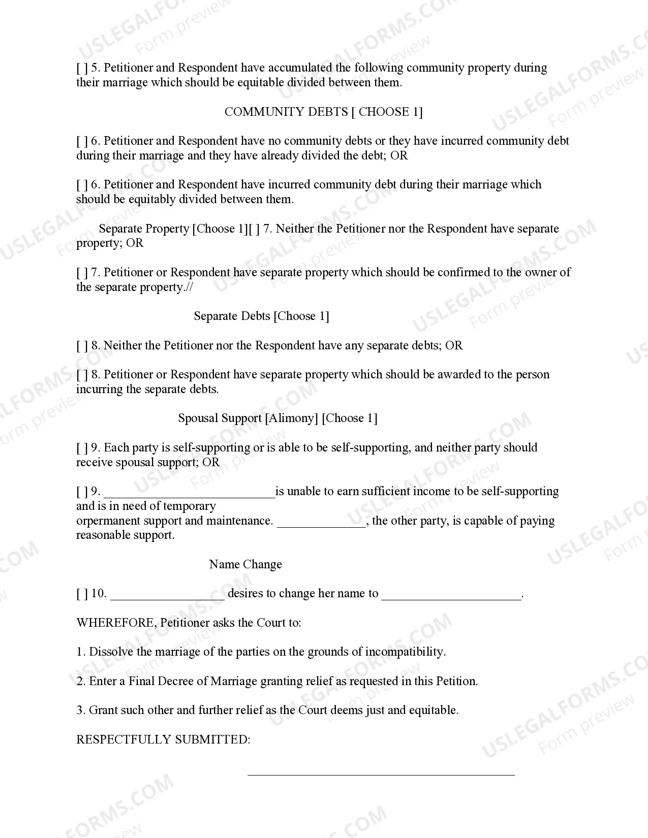 Preview Divorce Kit - No Children