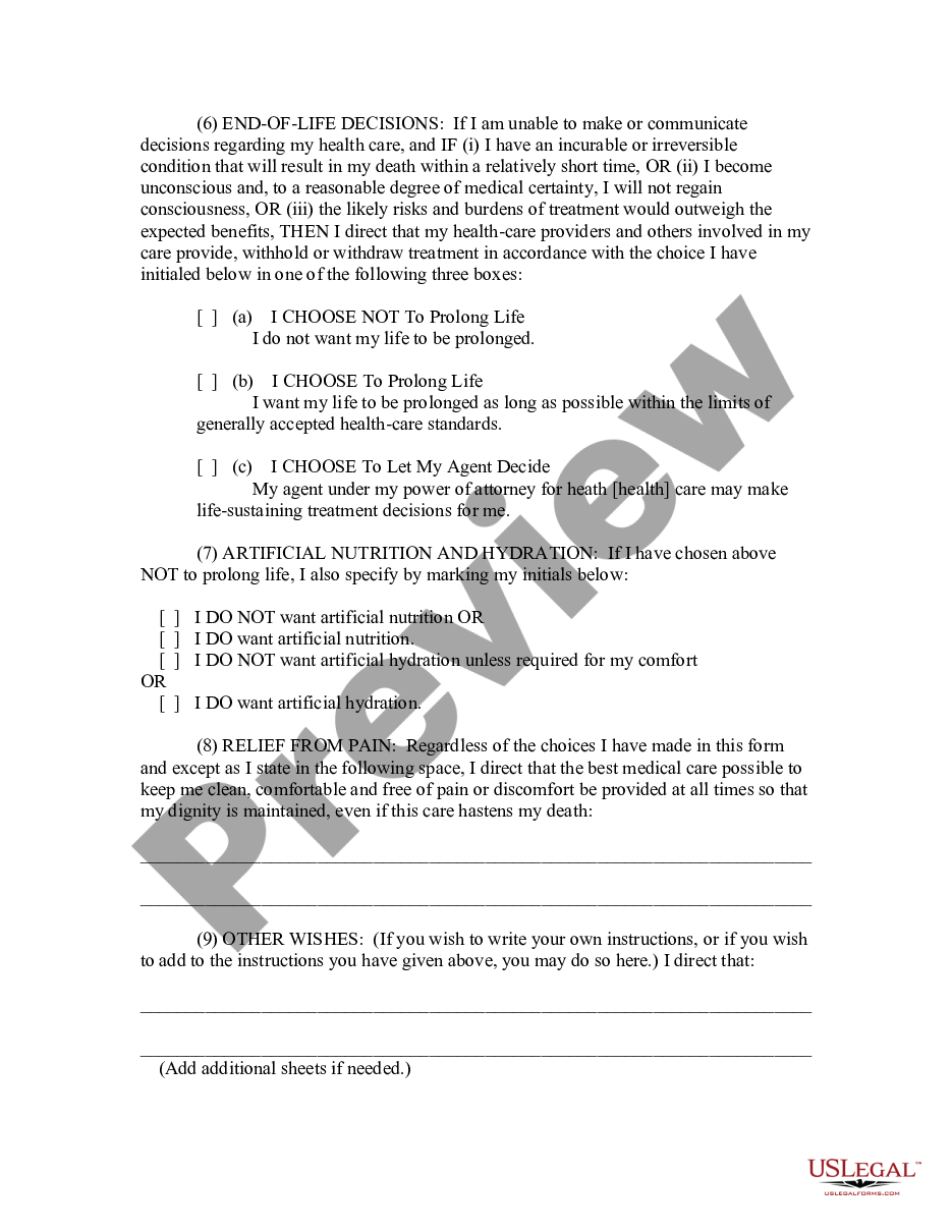 page 3 Power of Attorney - Health Care Directive preview