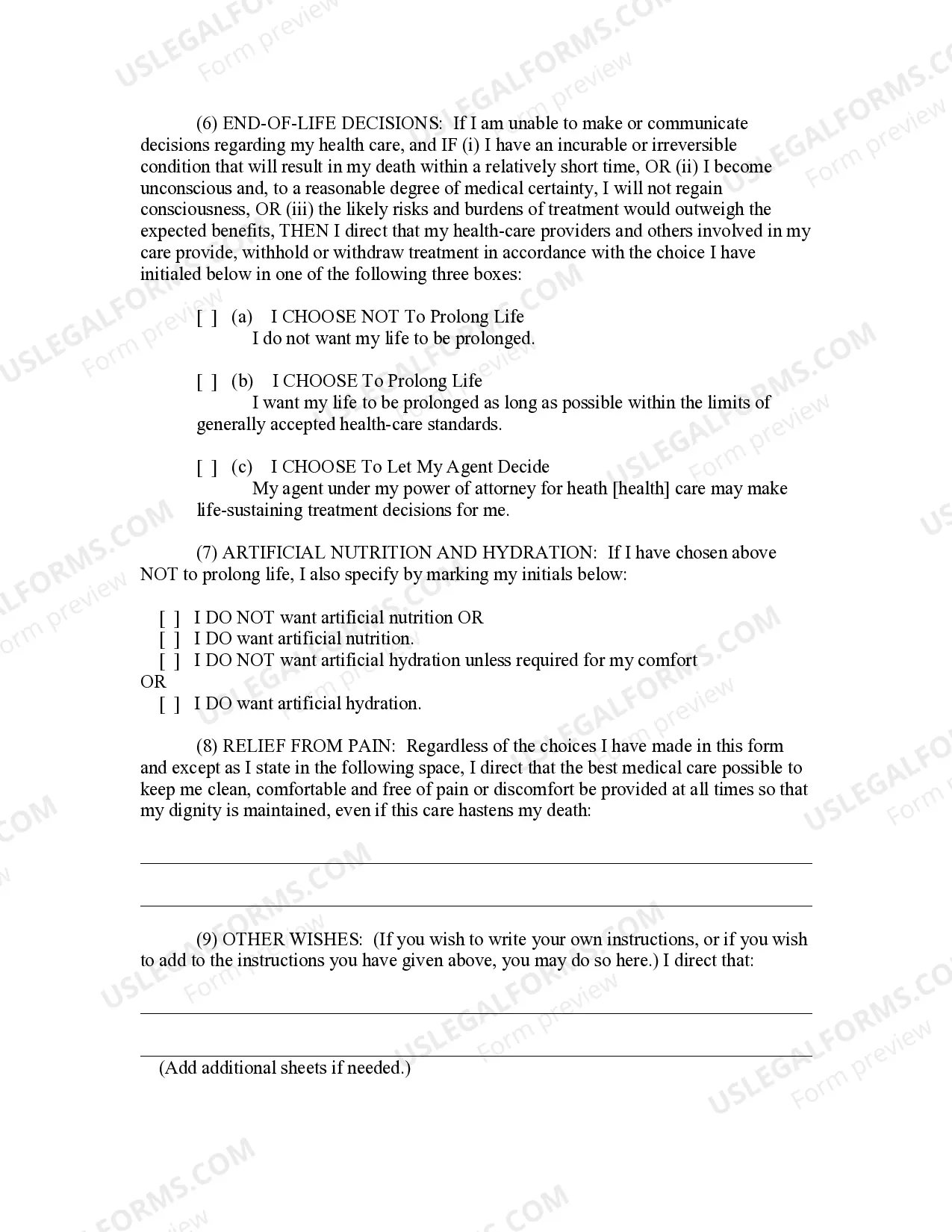 Preview Power of Attorney - Health Care Directive