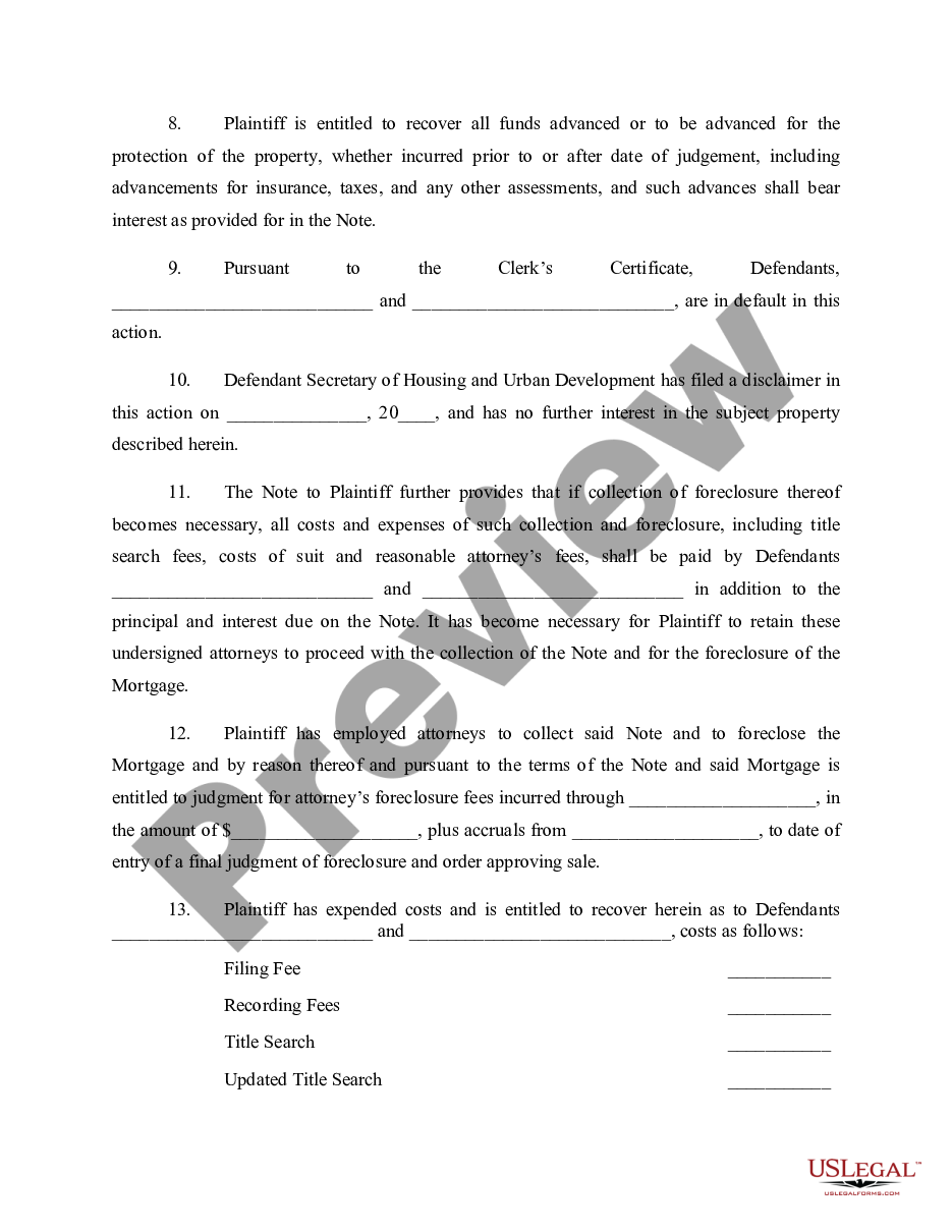 page 2 Default Judgment for Foreclosure and Order of Sale preview