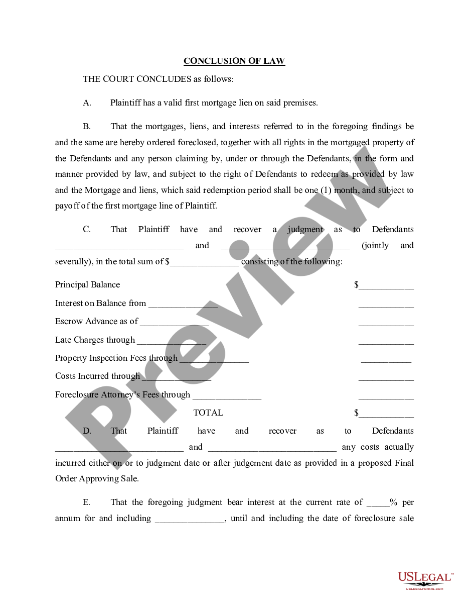 page 4 Default Judgment for Foreclosure and Order of Sale preview