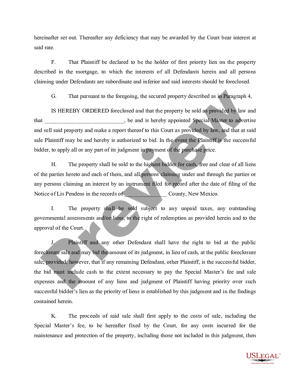 page 5 Default Judgment for Foreclosure and Order of Sale preview