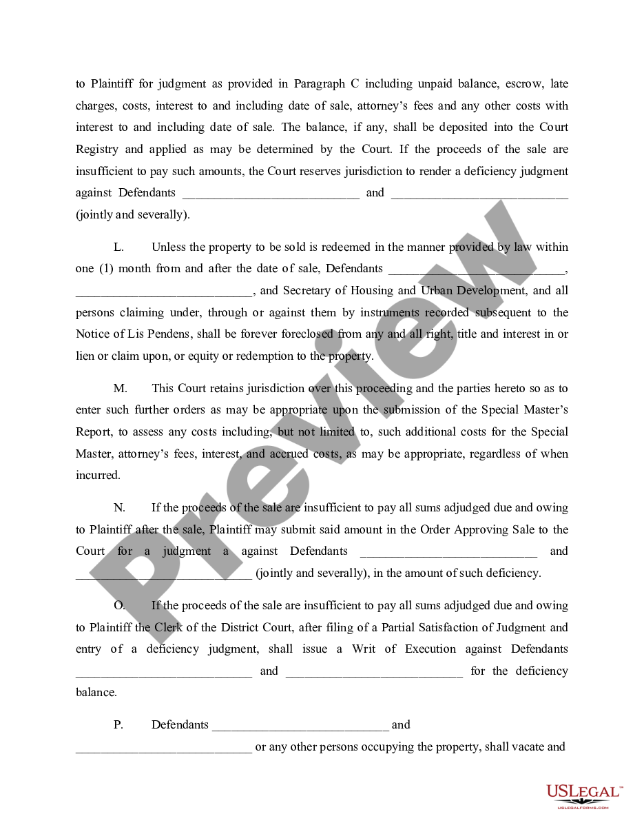 page 6 Default Judgment for Foreclosure and Order of Sale preview