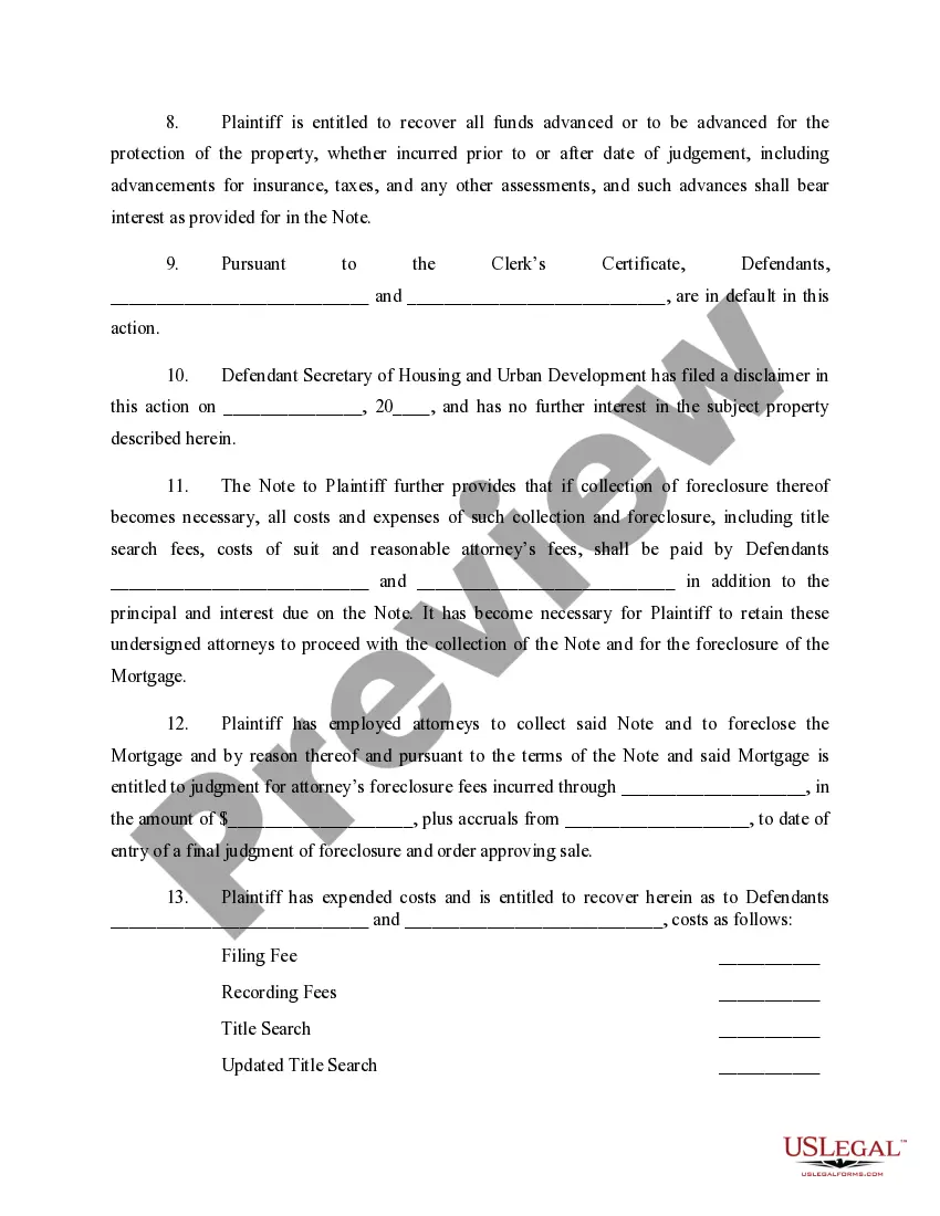Get Default Judgment for Foreclosure and Order of Sale Preview Default Judgment for Foreclosure and Order of Sale