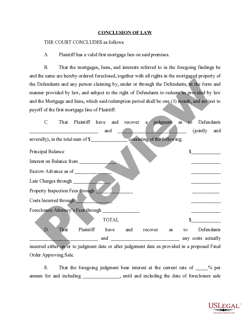 Get Default Judgment for Foreclosure and Order of Sale Preview Default Judgment for Foreclosure and Order of Sale