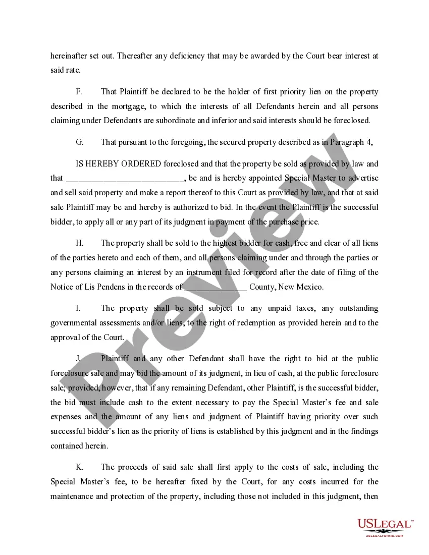 Get Default Judgment for Foreclosure and Order of Sale Preview Default Judgment for Foreclosure and Order of Sale