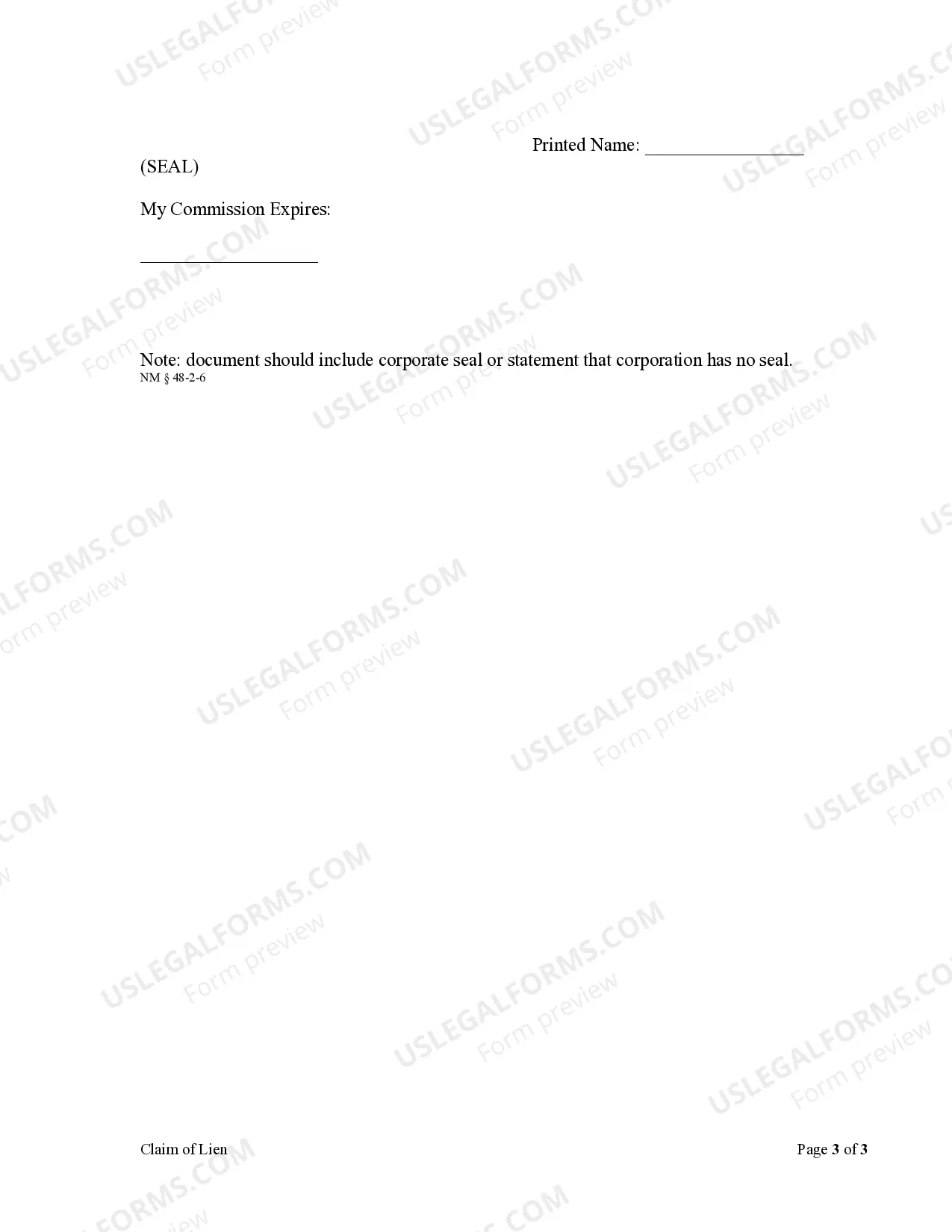 Preview Claim of Lien by Corporation