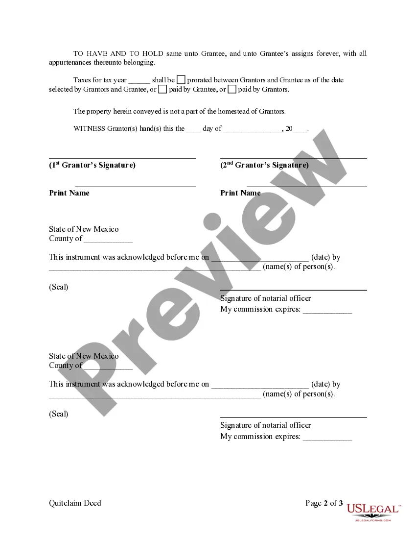 Preview Quitclaim Deed by Two Individuals to Corporation