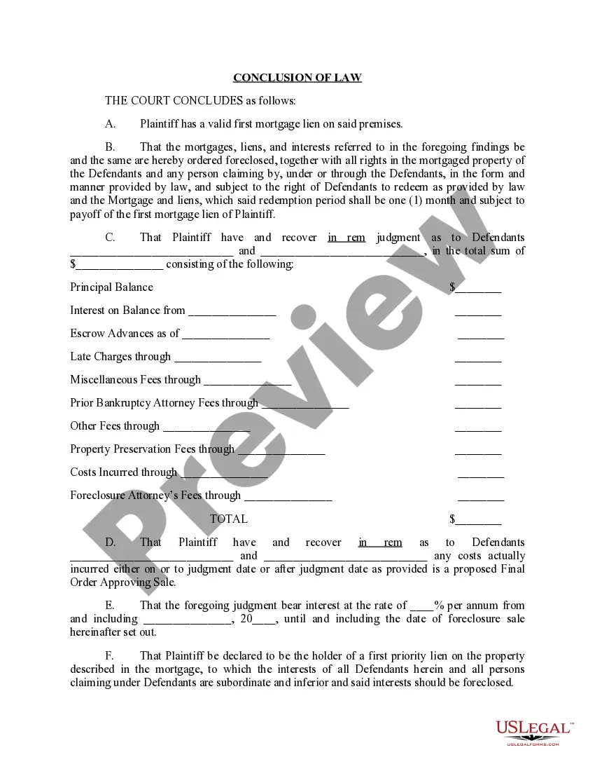 Get In Rem Default Judgment for Foreclosure and Order of Sale Preview In Rem Default Judgment for Foreclosure and Order of Sale