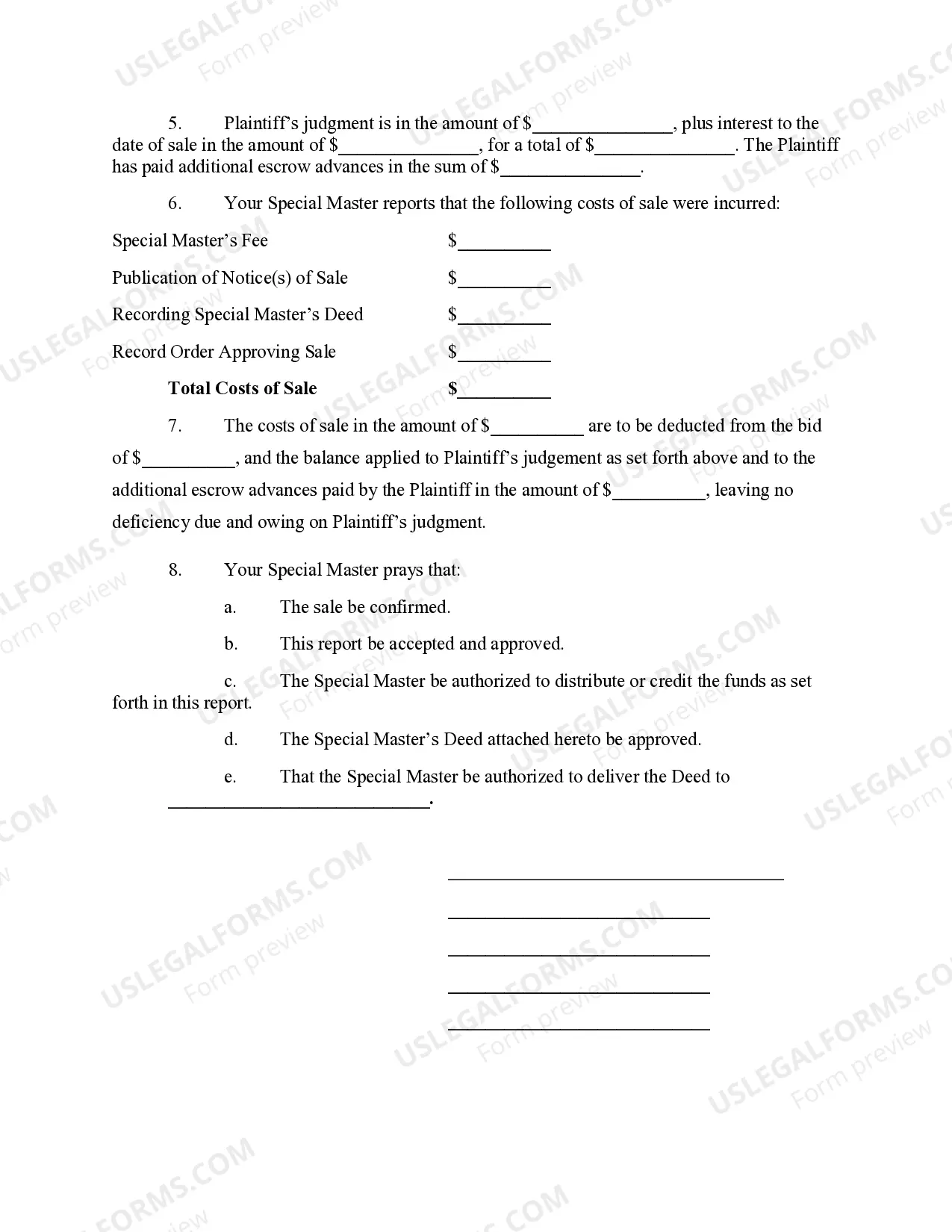 Preview Report of Special Master