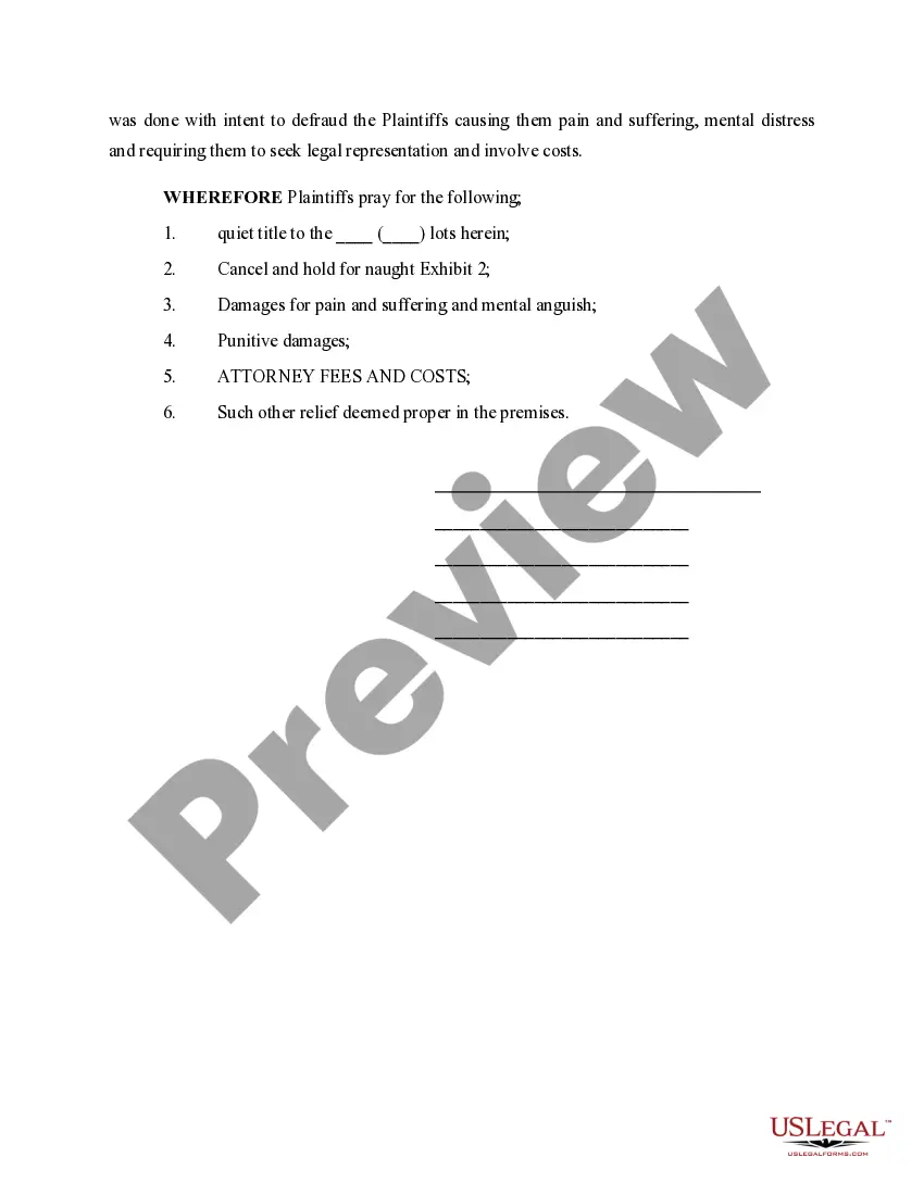 Preview Complaint to Quiet Title