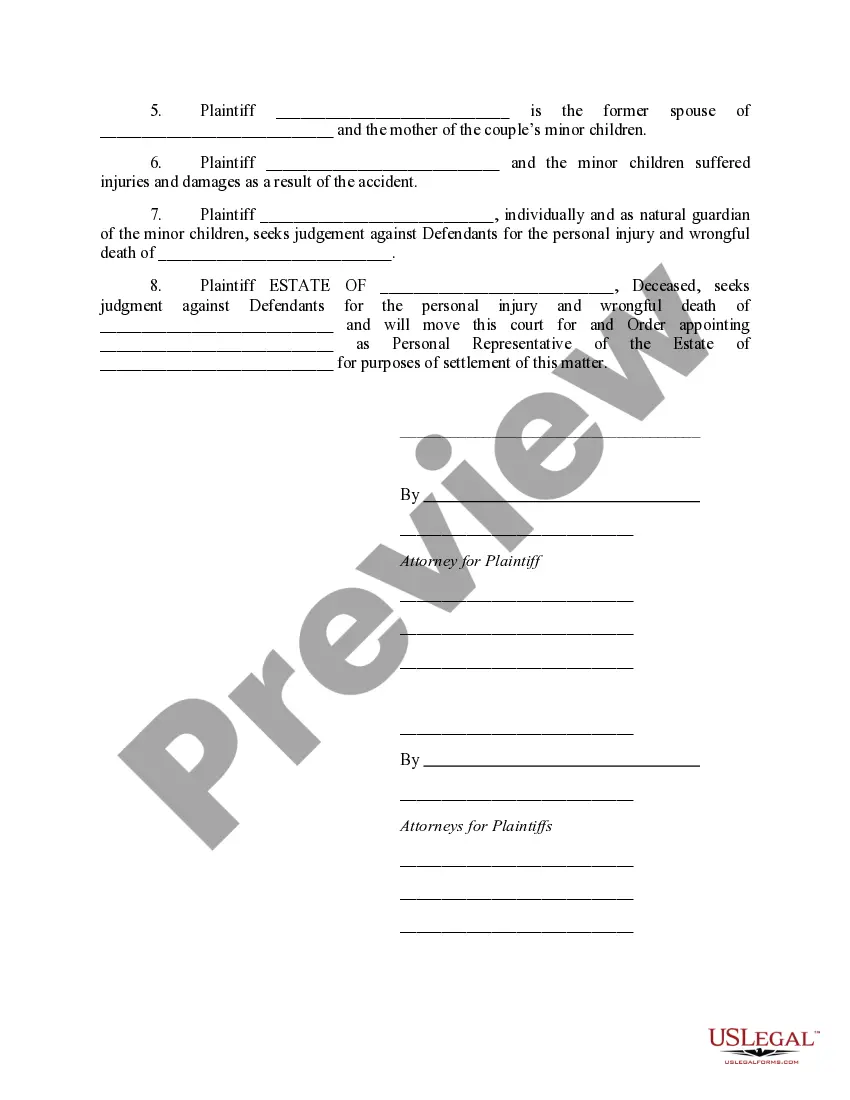 Preview Complaint for Damages for Personal Injury - Drunk Driving Accident