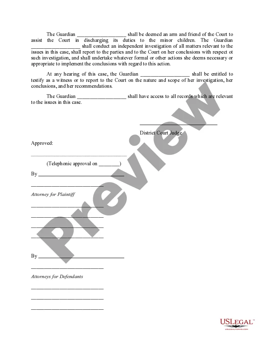 Preview Order Approving Guardian