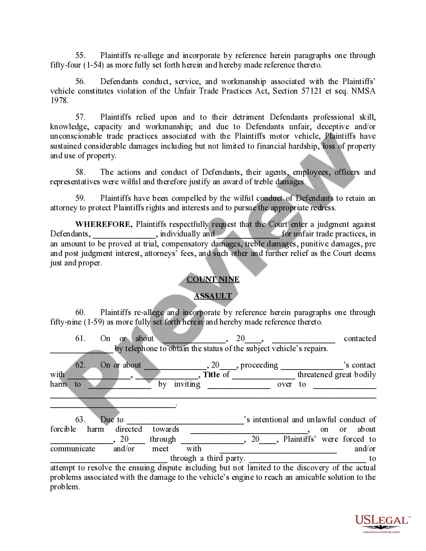 Get Complaint for Damages and Injunctive Relief Preview Complaint for Damages and Injunctive Relief