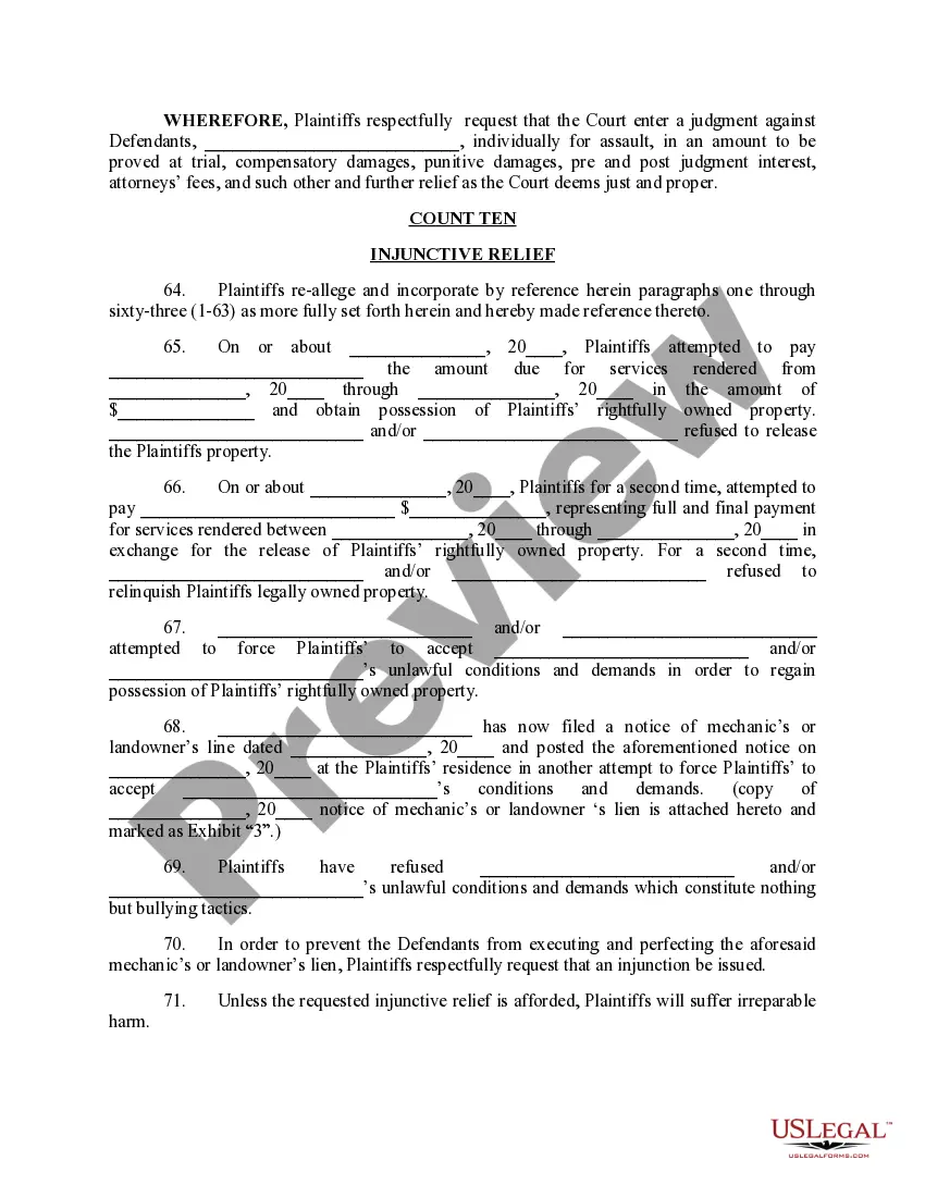 Get Complaint for Damages and Injunctive Relief Preview Complaint for Damages and Injunctive Relief