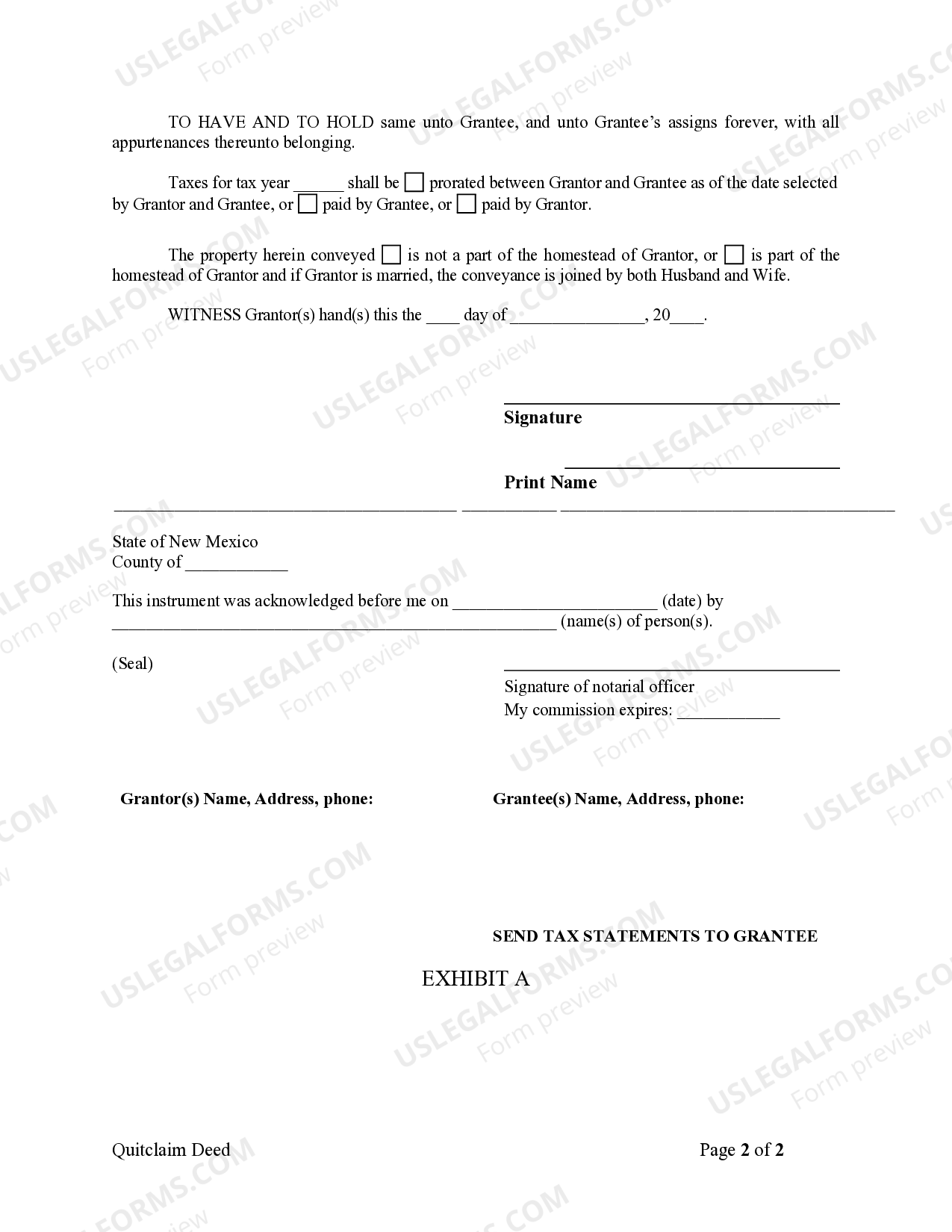 New Mexico Quitclaim Deed from Individual to LLC New Mexico Quit Claim Deed US Legal Forms
