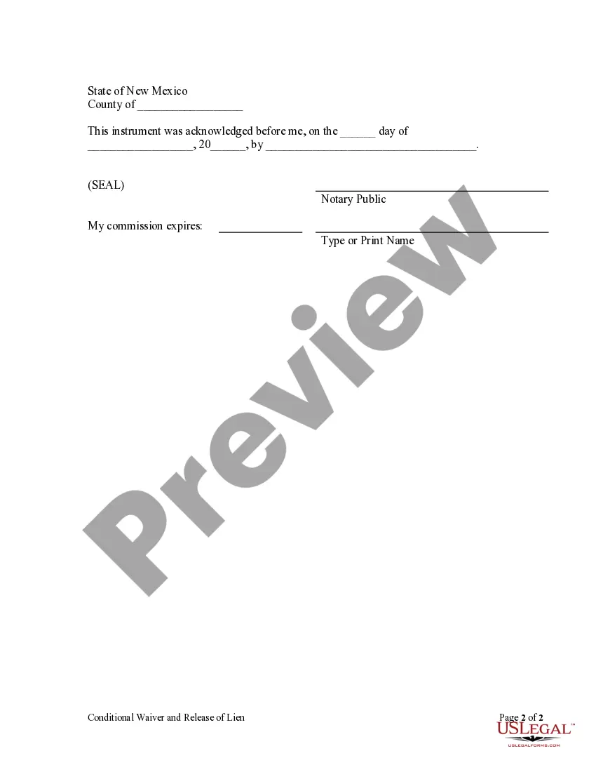 Preview Conditional Waiver and Release of Lien Upon Final Payment