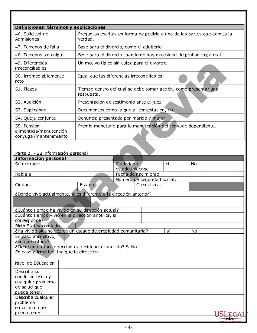 Get Hoja de trabajo de divorcio y resumen de la ley para casos disputados o no disputados de más de 25 páginas - Formulario de entrevista de cliente ideal Preview Hoja de trabajo de divorcio y resumen de la ley para casos disputados o no disputados de más de 25 páginas - Formulario de entrevista de cliente ideal