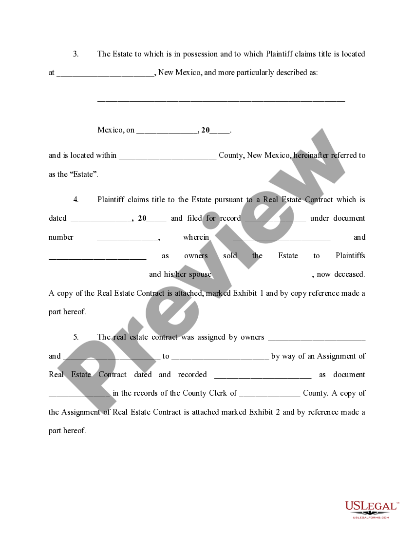 New Mexico Suit to Quiet Title Suit To Quiet Title US Legal Forms