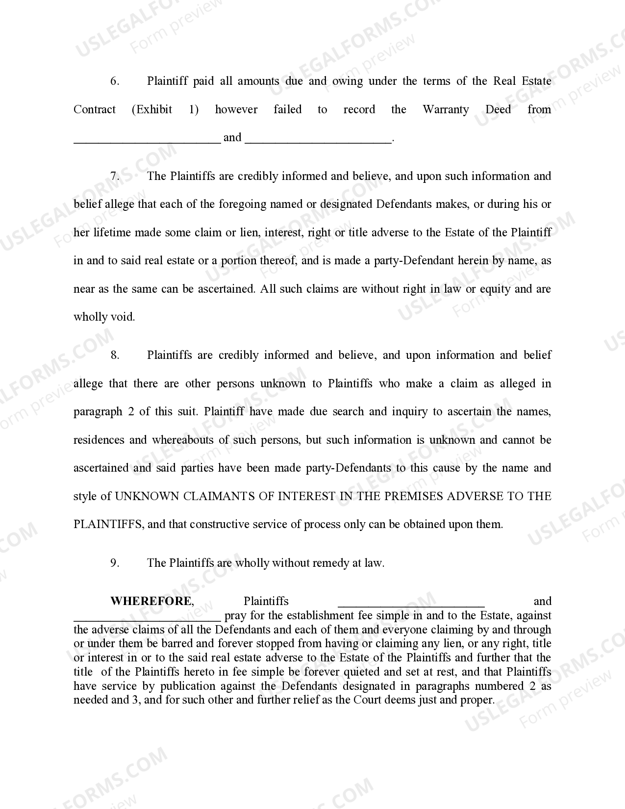 New Mexico Suit to Quiet Title Suit To Quiet Title US Legal Forms