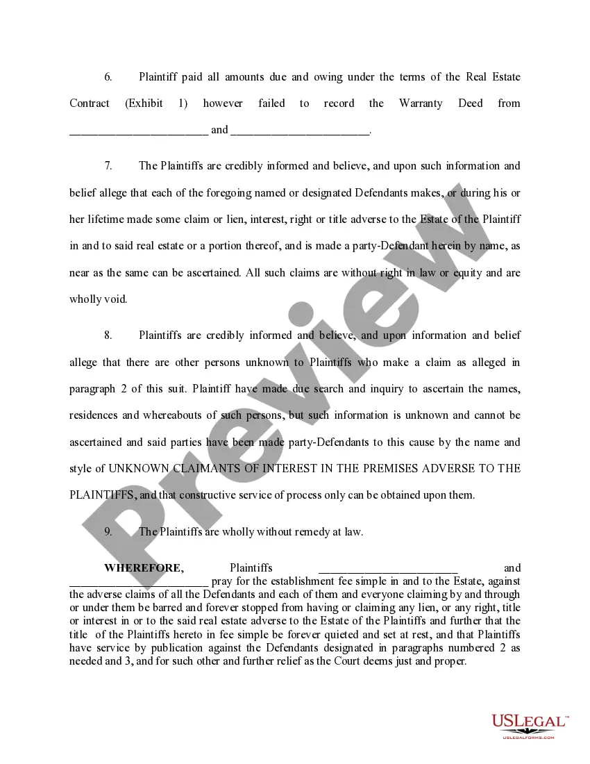 Preview Suit to Quiet Title