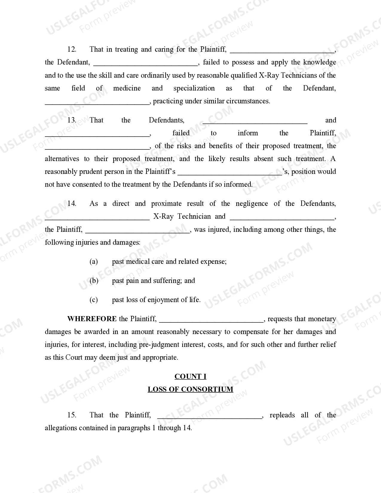 Preview Complaint to Recover Damages