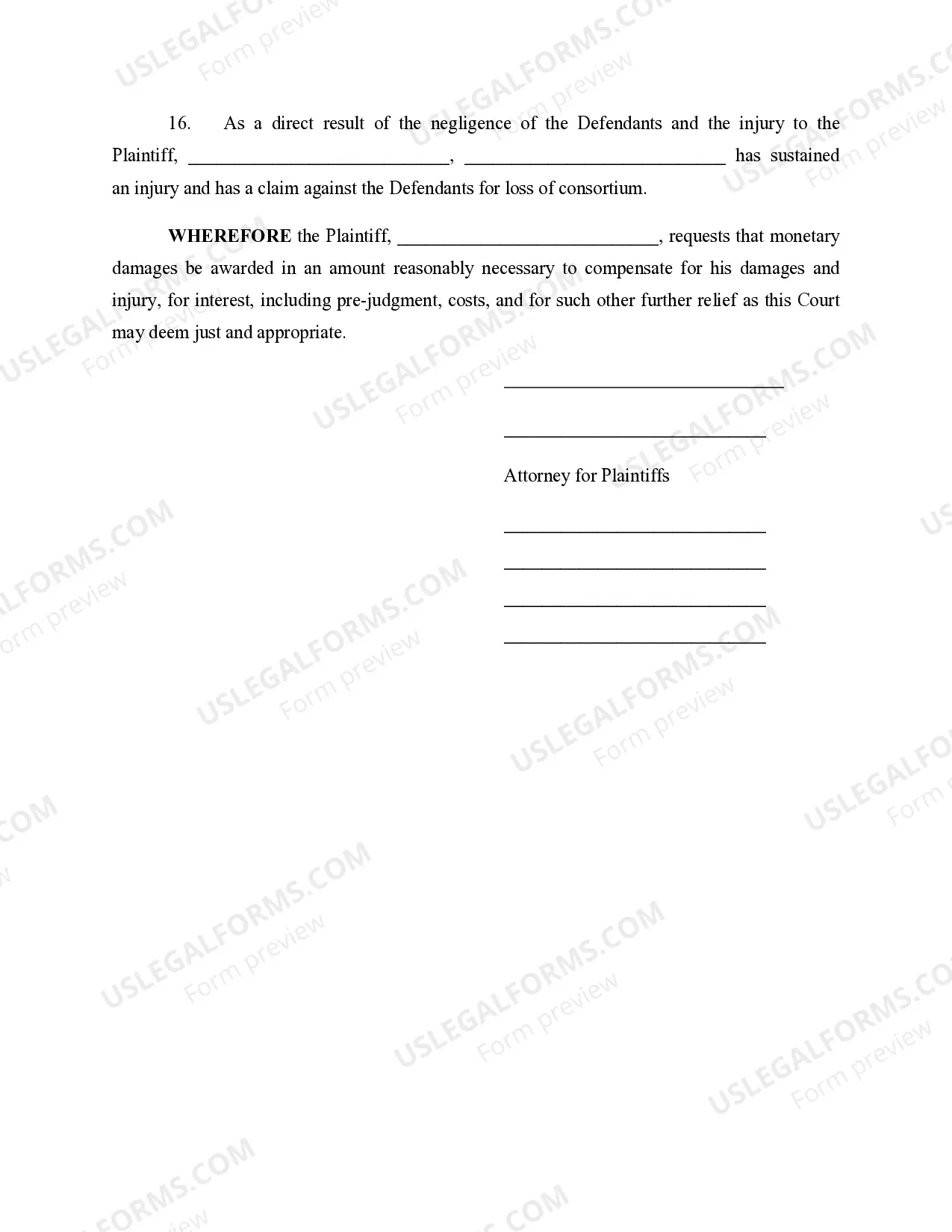 Preview Complaint to Recover Damages