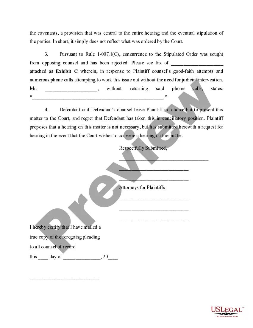 Preview Motion for Presentment