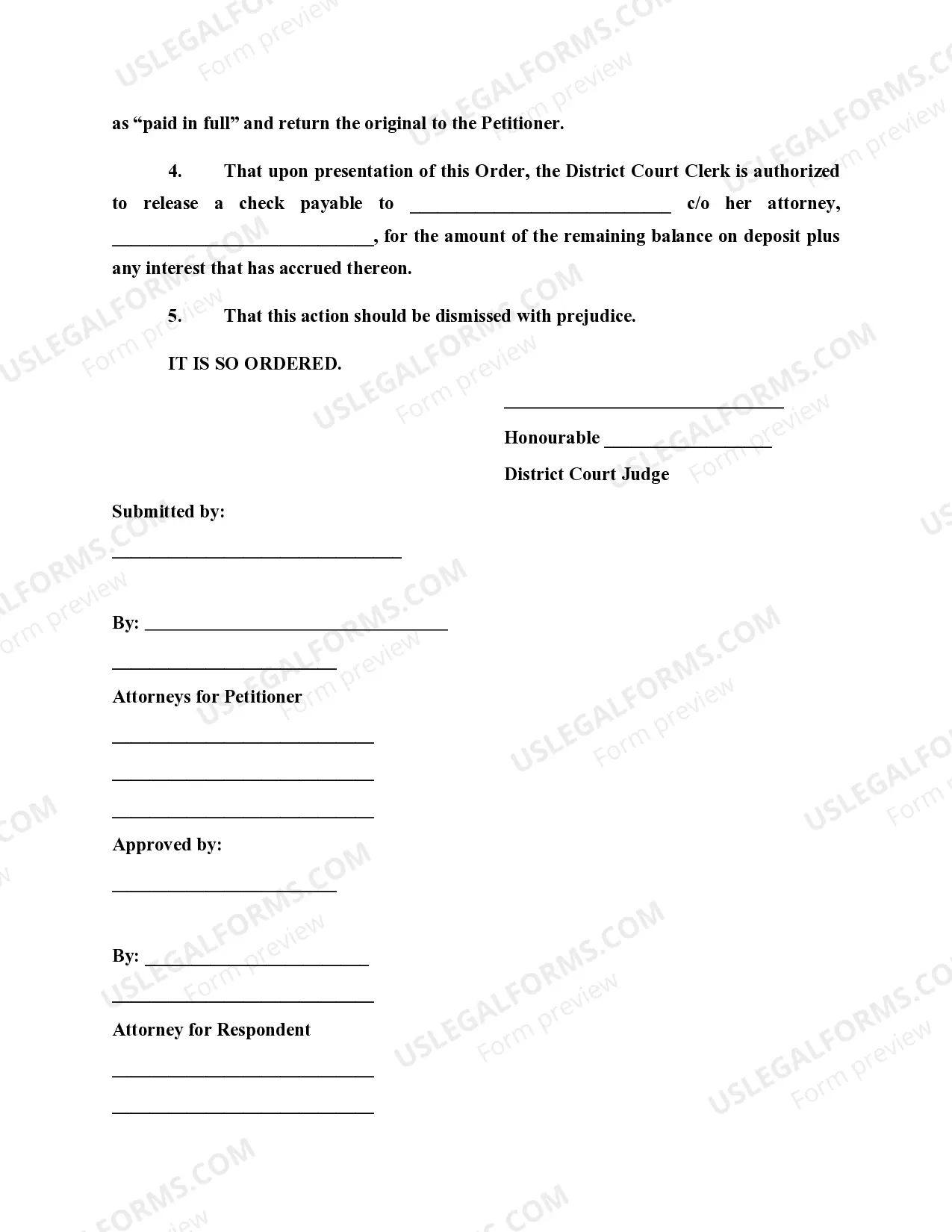 Preview Order Releasing Claim of Lien