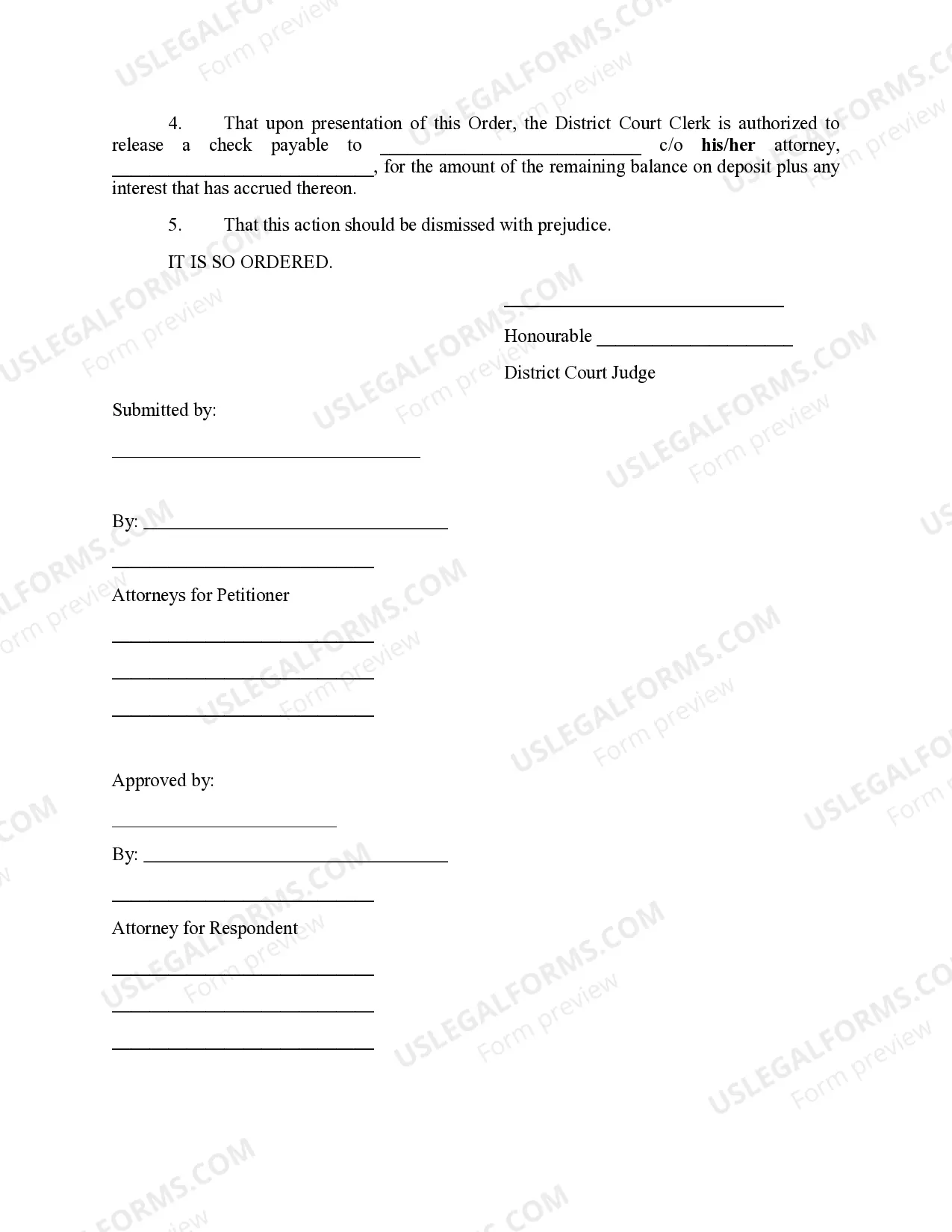 Preview Order Releasing Claim of Lien