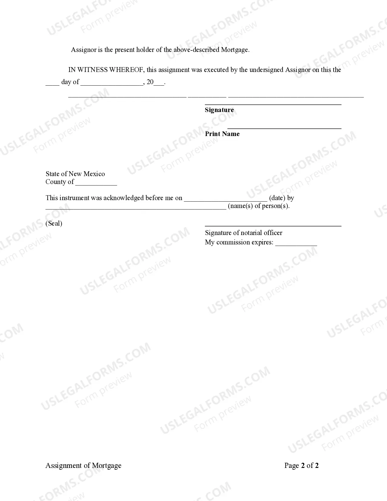 Preview Assignment of Mortgage by Individual Mortgage Holder