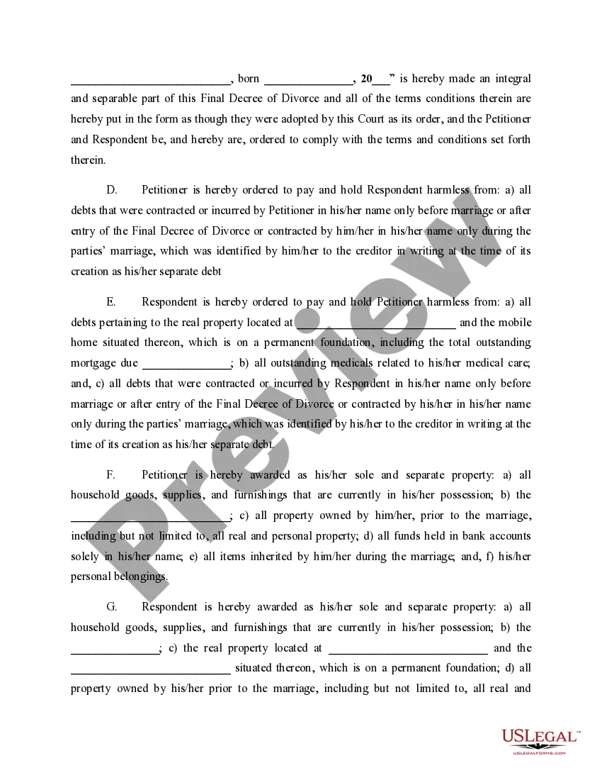 Preview Final Decree of Divorce