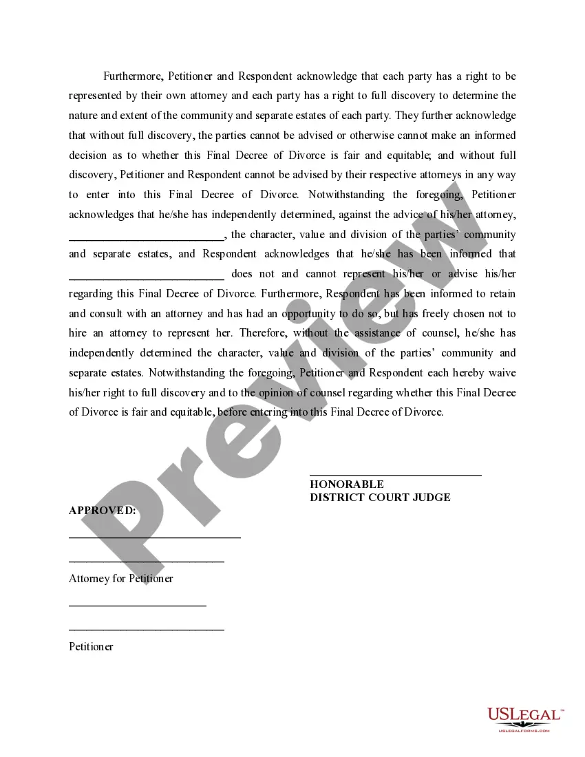 Preview Final Decree of Divorce