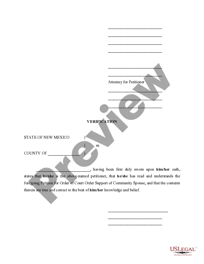 Get Petition for Court Ordered Support of Community Spouse Preview Petition for Court Ordered Support of Community Spouse